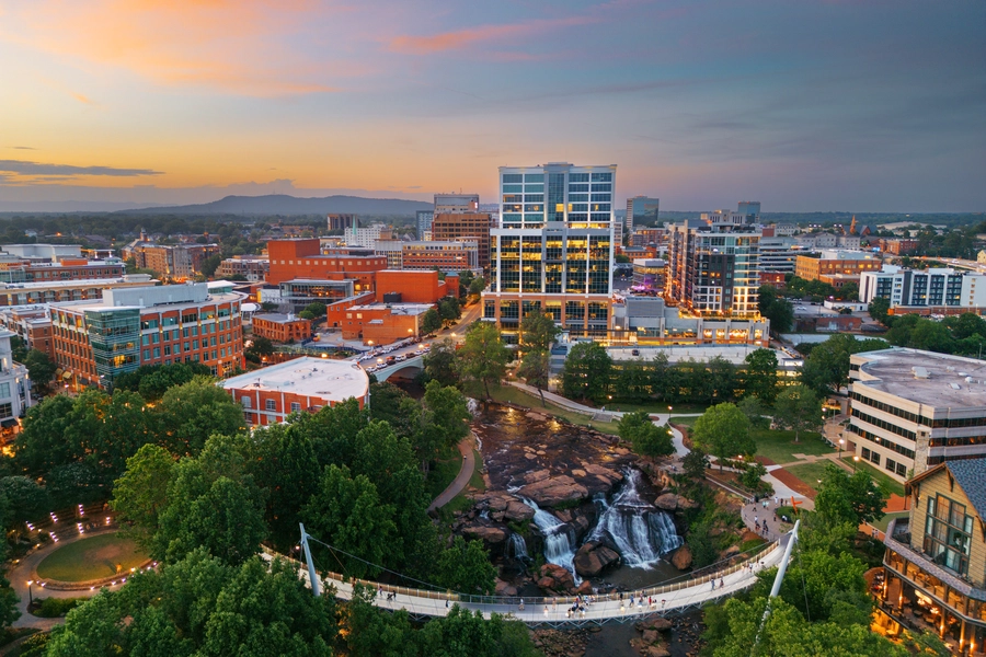 Greenville South Carolina At Dusk