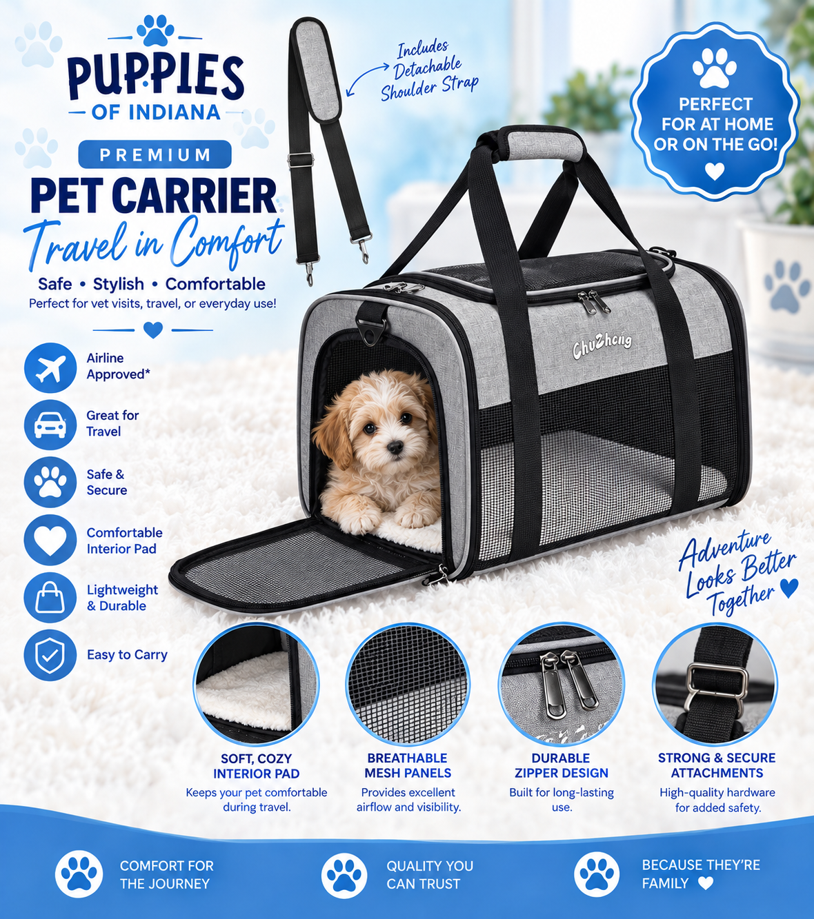 Travel Puppy Carrier (Airline Approved) 1 Travel Puppy Carrier (Airline Approved)
